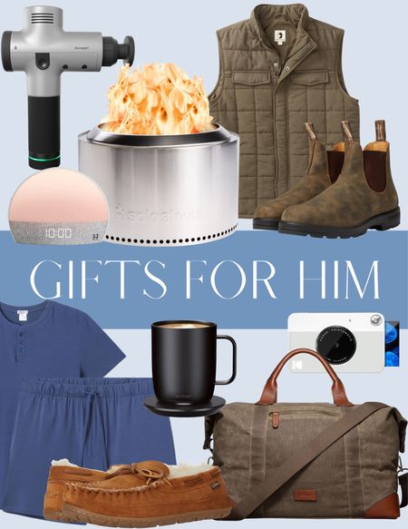 Gift ideas for all of the men in your life— men’s pajamas, a fire pit, a self heating coffee mug, the hatch alarm, my favorite men’s quilted vest, Blundstone boots, a waxed canvas weekender bag, a massage gun, and slippers. 

#LTKGiftGuide #LTKmens