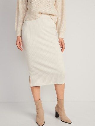 Fitted Rib-Knit Midi Skirt for Women | Old Navy (US)
