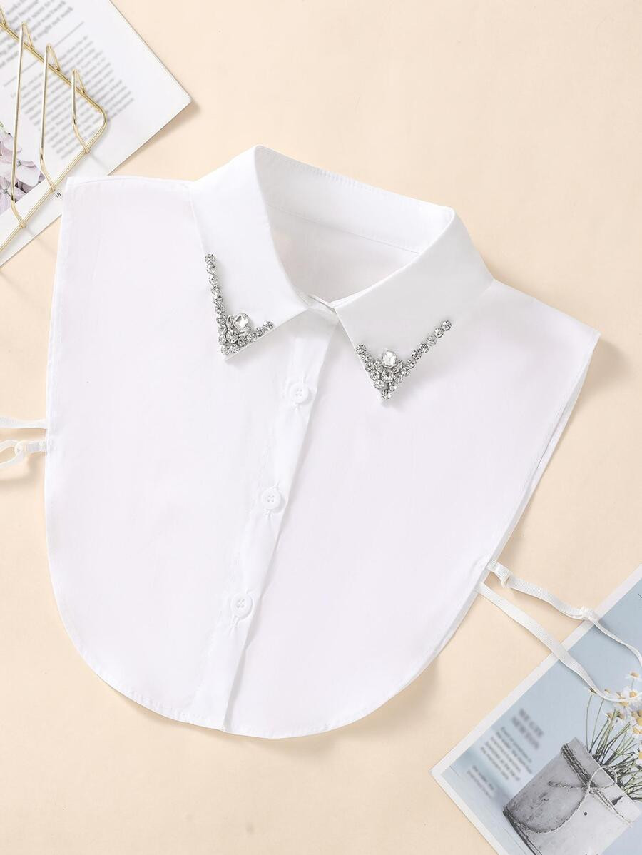 1pc Women's White Hand-Sewn Beaded Decorative False Half Collar, Casual Formal Shirt Collar Acces... | SHEIN
