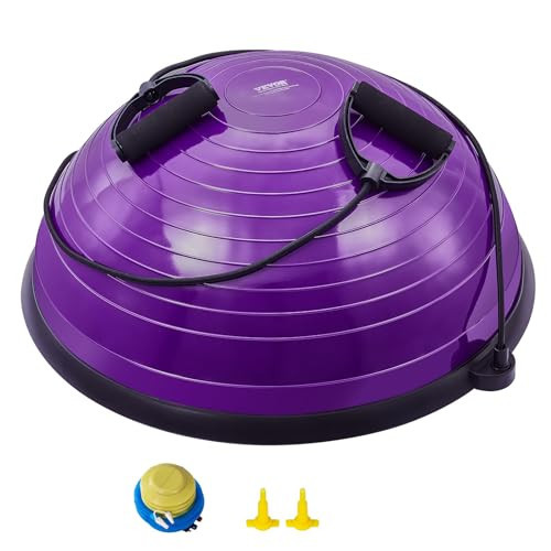 VEVOR 23-inch Half Exercise Ball Trainer, 660 lbs Capacity Balance Ball, Includes Resistance Bands and Pump, Ideal for Full Body Workouts, Yoga, and Strength Training at Home Gym, Purple | Amazon (US)