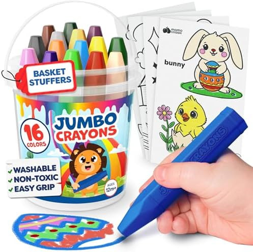 Jumbo Crayons For Toddlers 1-3 - 16pc Toddler Crayons For Kids Ages 4-8 1-3 2-4 - Easter Basket S... | Amazon (US)