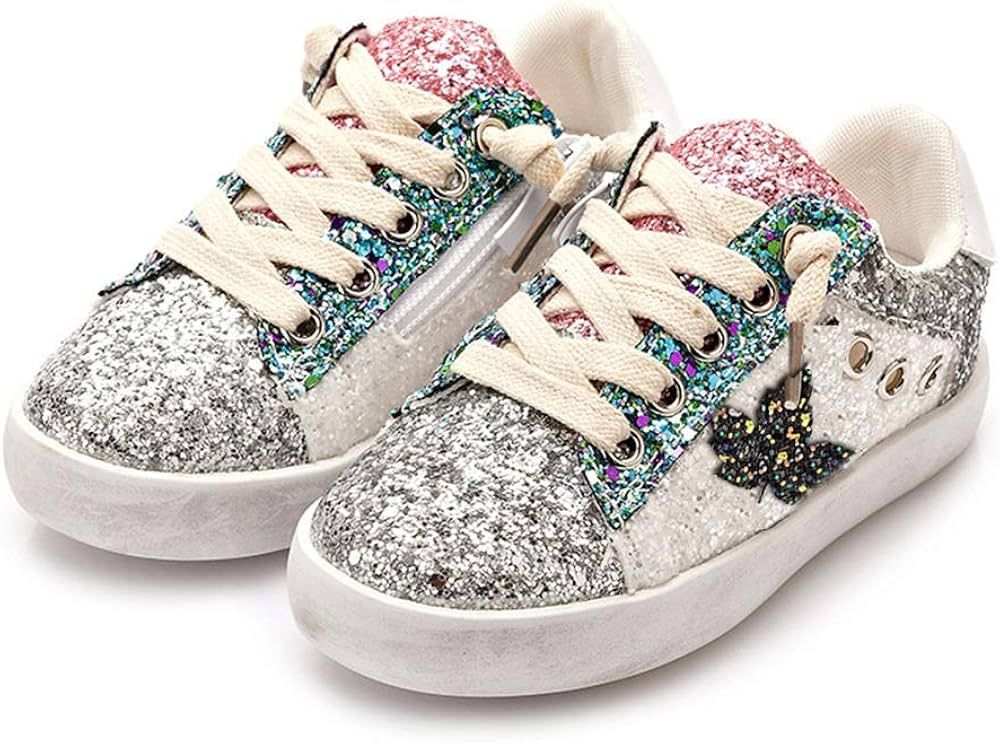 Kid Girl's Fashion Sparkle Bling Sequins Sneakers Slip On Breathable Casual Shoes Flat for Girls ... | Amazon (US)