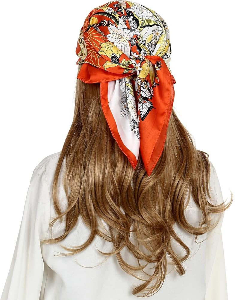 RIIQIICHY Women Head Hair Scarf Like Satin Silk Scarf Sleeping Hair Wrapping Night 27.5" | Amazon (US)