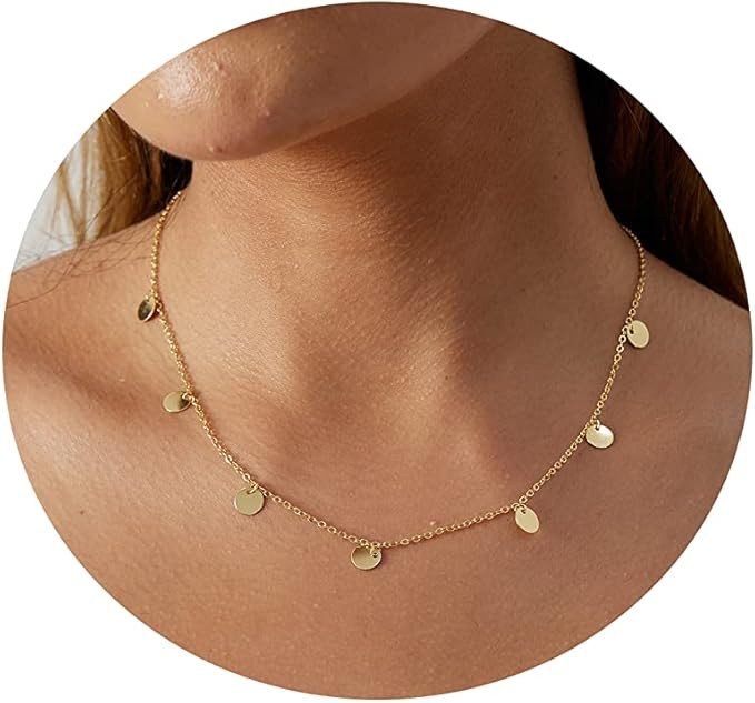 MIDEEO 14K Gold Leaf Pendant Necklaces for Women Dainty Sun Coin Choker Medallion Moon Star Neckl... | Amazon (US)