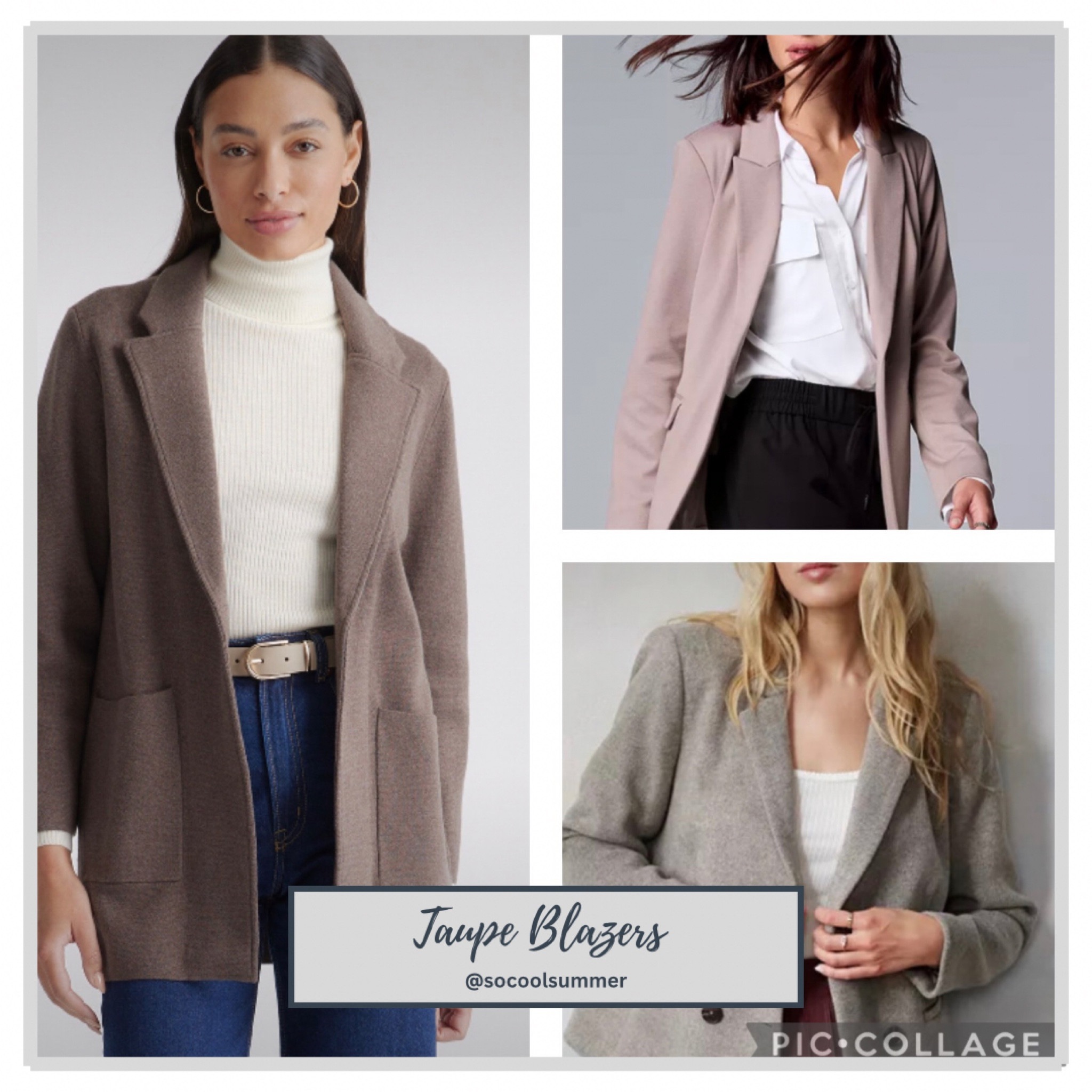 Taupe and brown blazers for work or for weekend.  These are slouchy and some are knit which adds to the casual feel.  

#LTKstyletip #LTKSeasonal #LTKsalealert