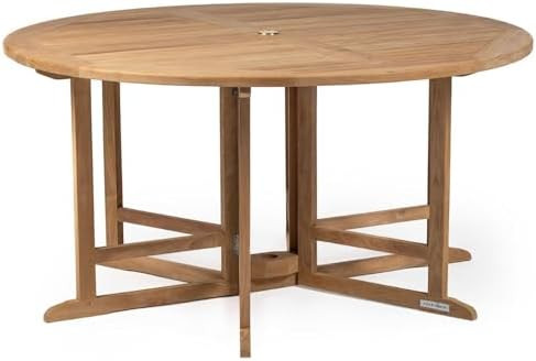 TITAN GREAT OUTDOORS Ash & Ember Luna Grade A Teak 59" Round Dining Table, Drop Leaf Design, Indo... | Amazon (US)