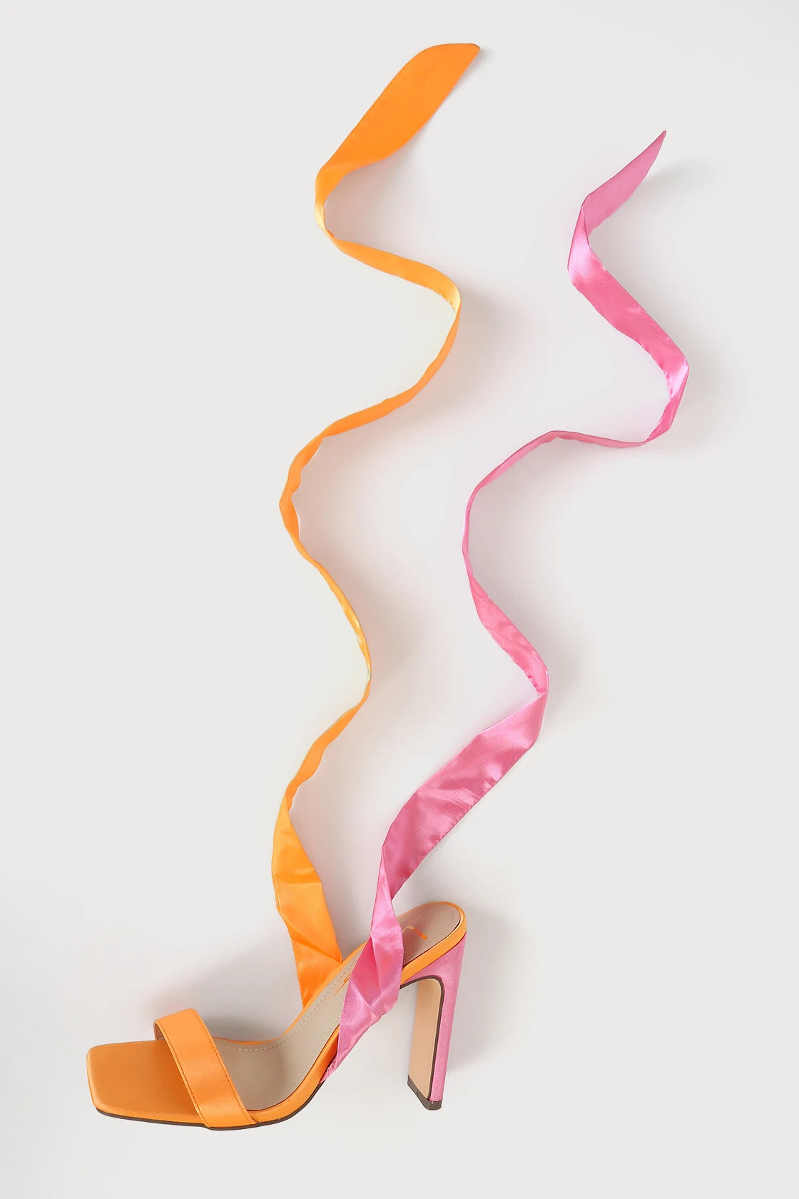Jania Pink and Orange Satin Lace-Up High Heel Sandals | Lulus (US)