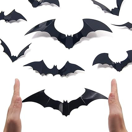 Halloween 3D Bats Decoration,128PCS DIY Scary Wall Bats Wall Decal Wall Stickers 4 Different Size... | Amazon (US)