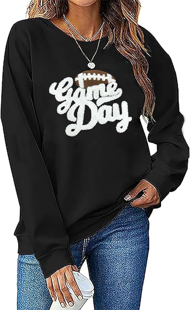 YALUCOR Women Football Sweatshirt Gameday Pullover Shirt Casual Football Mom Tops Hoodie Football... | Amazon (US)