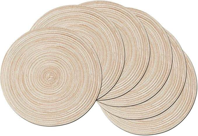 SHACOS Round Braided Placemats Set of 6 Washable Round Placemats for Kitchen Table 15 inch Round ... | Amazon (US)