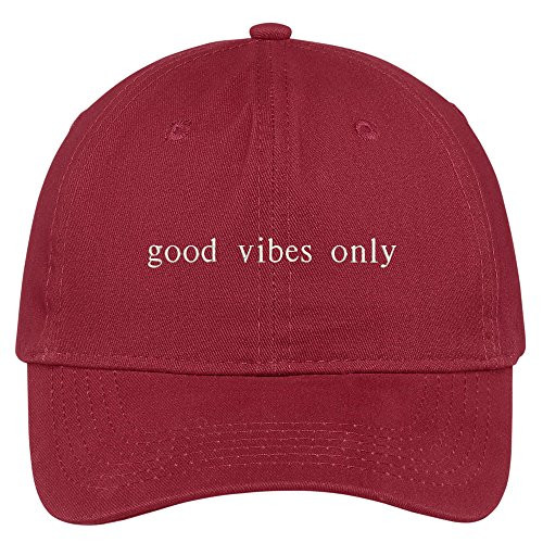 Trendy Apparel Shop Good Vibes Only Embroidered 100% Cotton Adjustable Cap - Red | Amazon (US)