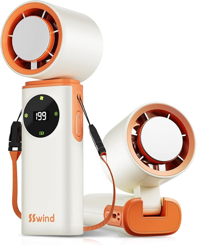 6000mAh Portable Handheld Fan with Ice Cooling, 199 Levels Stepless Speed, 20H Long Battery Life,... | Amazon (US)