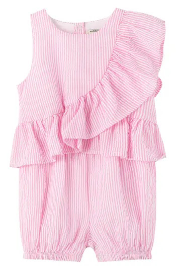HABITUAL GIRL Stripe Ruffle Seersucker Romper | Nordstromrack | Nordstrom Rack