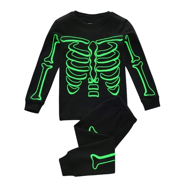 Little Hand Toddler Boys Halloween Pajama Glowing Skeleton Pajamas Set 3T | Walmart (US)