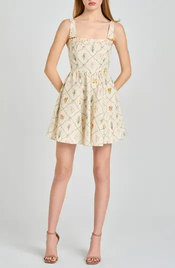 Amelia Floral Print Linen Blend Sundress | Nordstrom