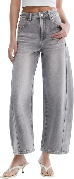Barrel Jeans for Women Baggy High Waisted Wide Leg Jeans Strechy Y2K Comfort Ankle Denim Pants | Amazon (US)