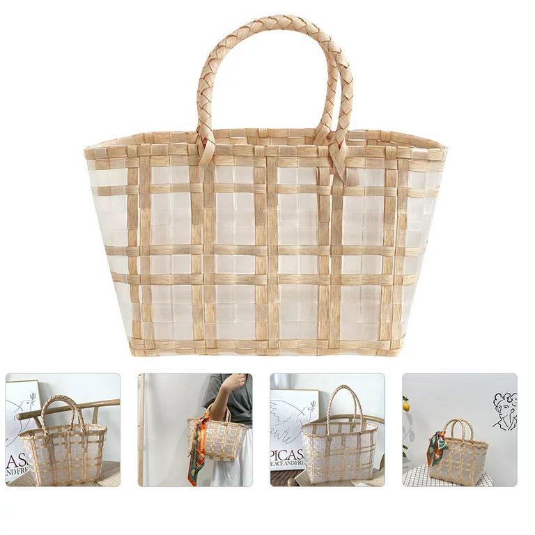 OUNONA 1Pc Vegetables Basket Plastic Woven Shopping Basket Hand Basket Beach Bag | Walmart (US)