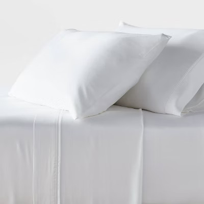 Queen 320 Thread Count Cool TENCEL® Lyocell Sheet Set White - Threshold™: Satin Weave, OEKO-TE... | Target