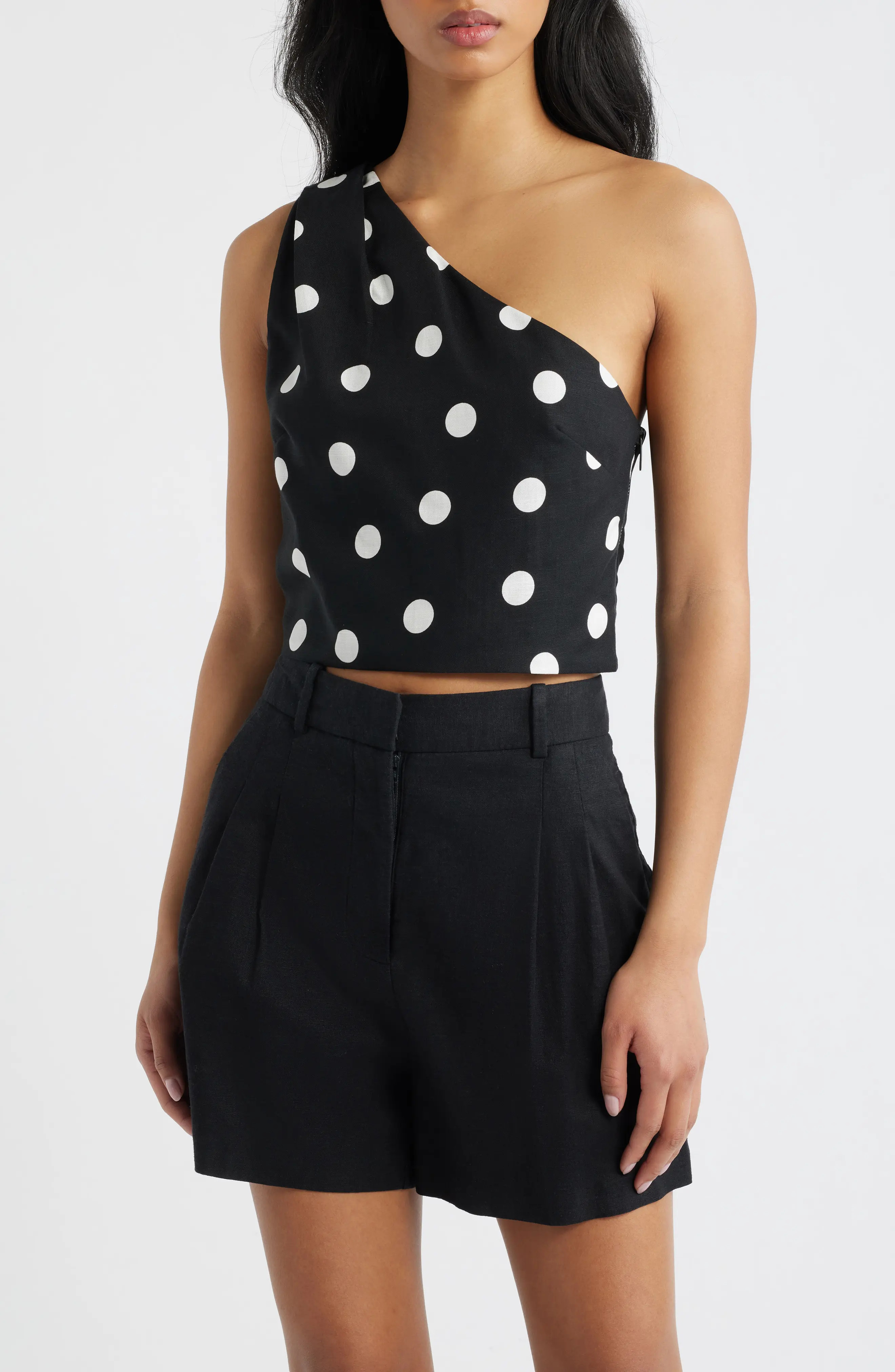 Abrei Polka Dot One Shoulder Crop Top (Women) | Nordstrom | Nordstrom
