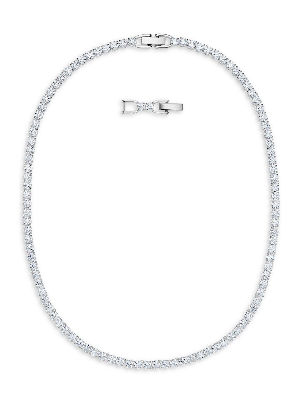 Tennis Swarovski Crystal White Rhodium-Plated Deluxe Necklace | Saks Fifth Avenue (CA)