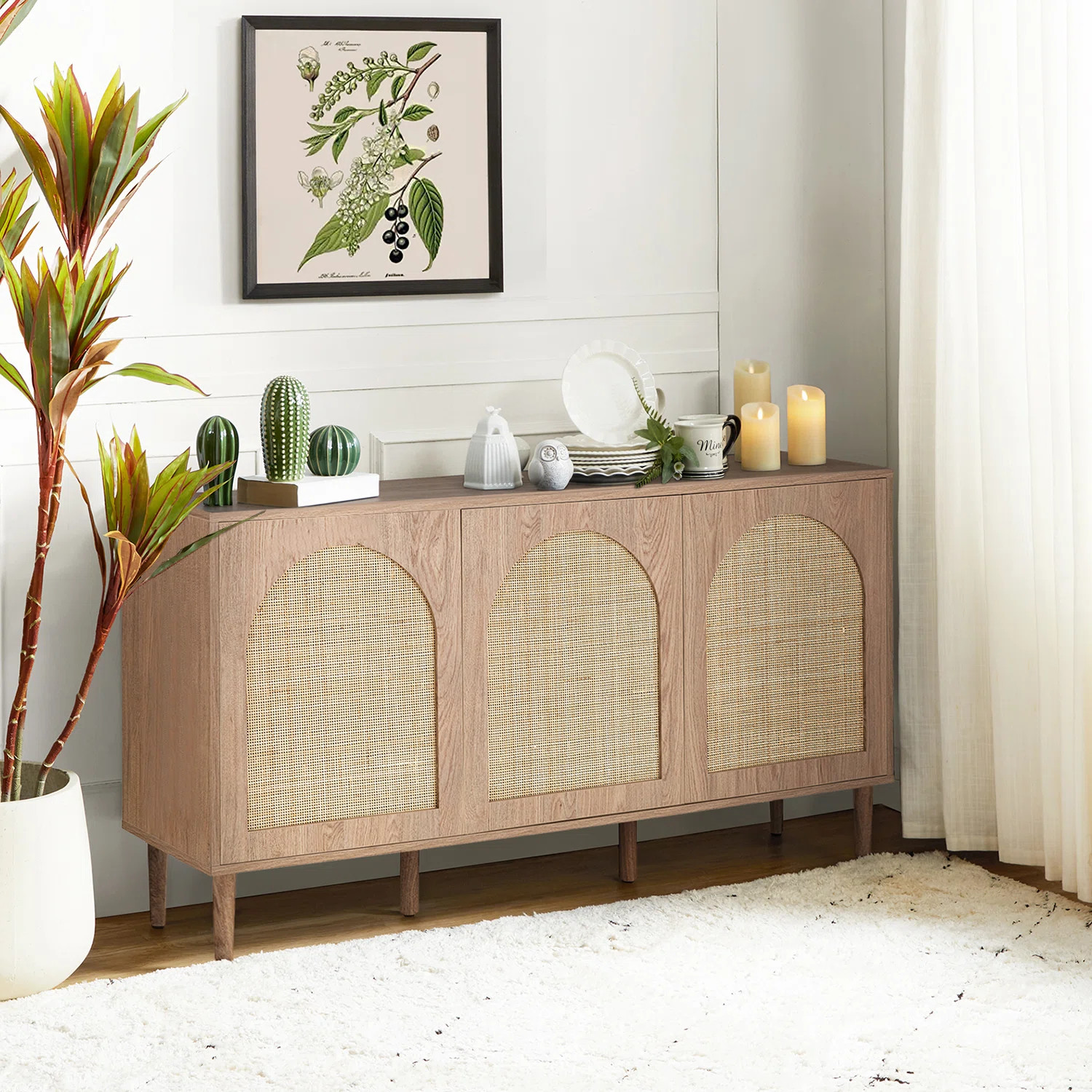 Castyn 56" W Rattan Door Sideboard with Adjustable Shelves | Wayfair North America
