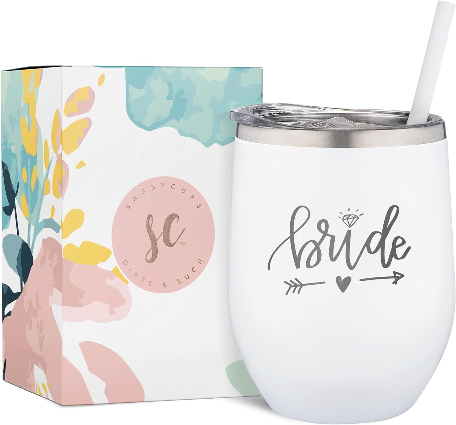 Bride Tumbler | Engraved Stainless Steel Wine Tumbler with Lid and Straw For Bride to Be | Soon t... | Amazon (US)