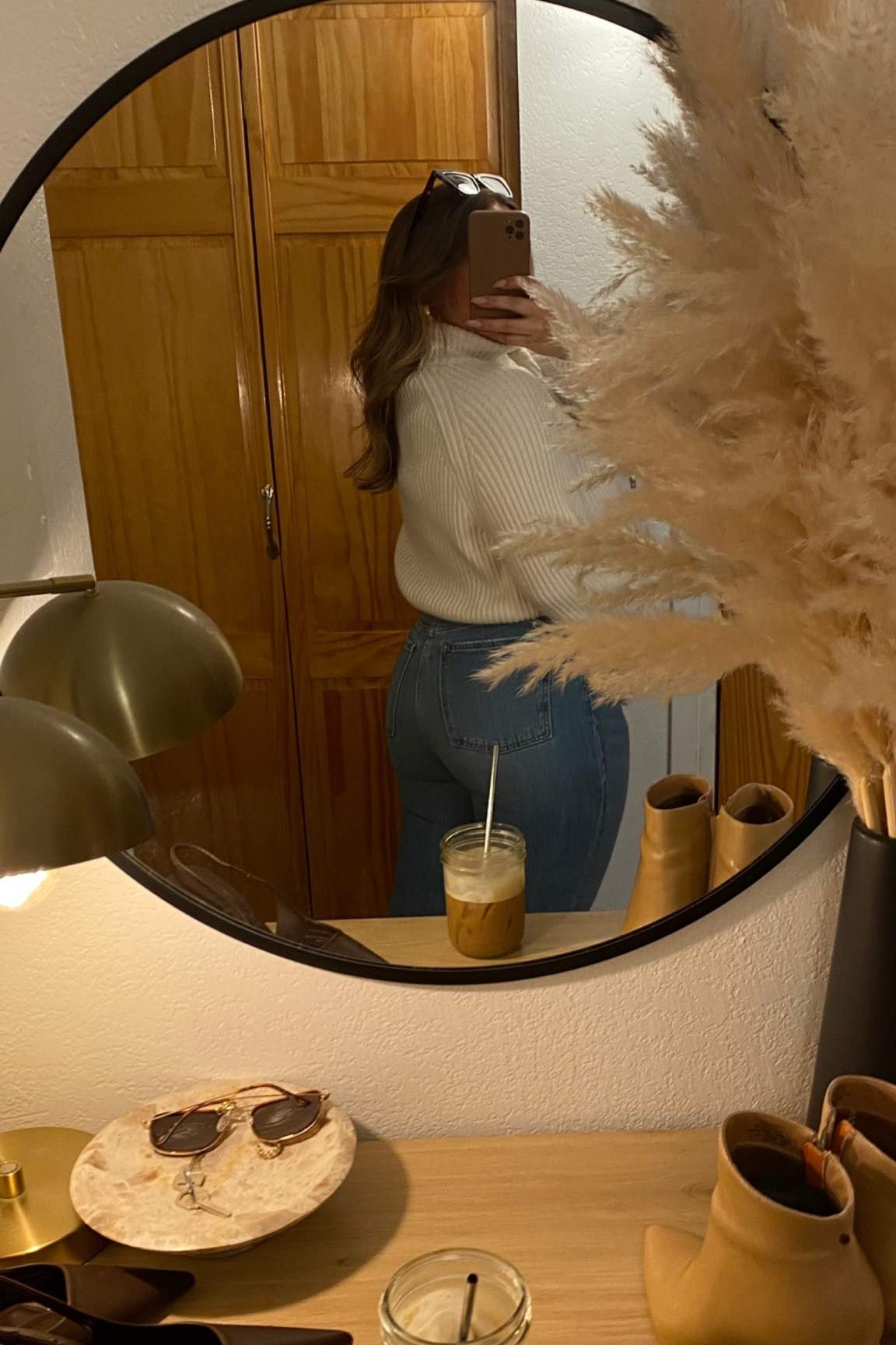 Wearing a M in the sweater and a 30R in the curve love jeans 🫶🏼🤍✨

#LTKstyletip #LTKmidsize #LTKSeasonal