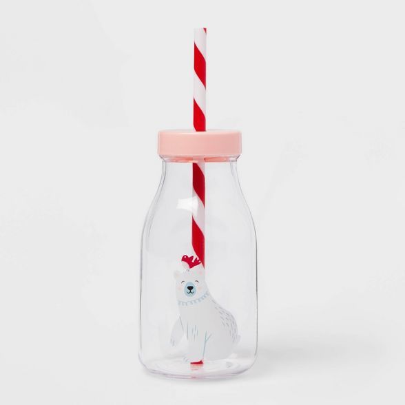 12oz Plastic Polar Bear Milk Jug Cup with Straw - Wondershop&#8482; | Target