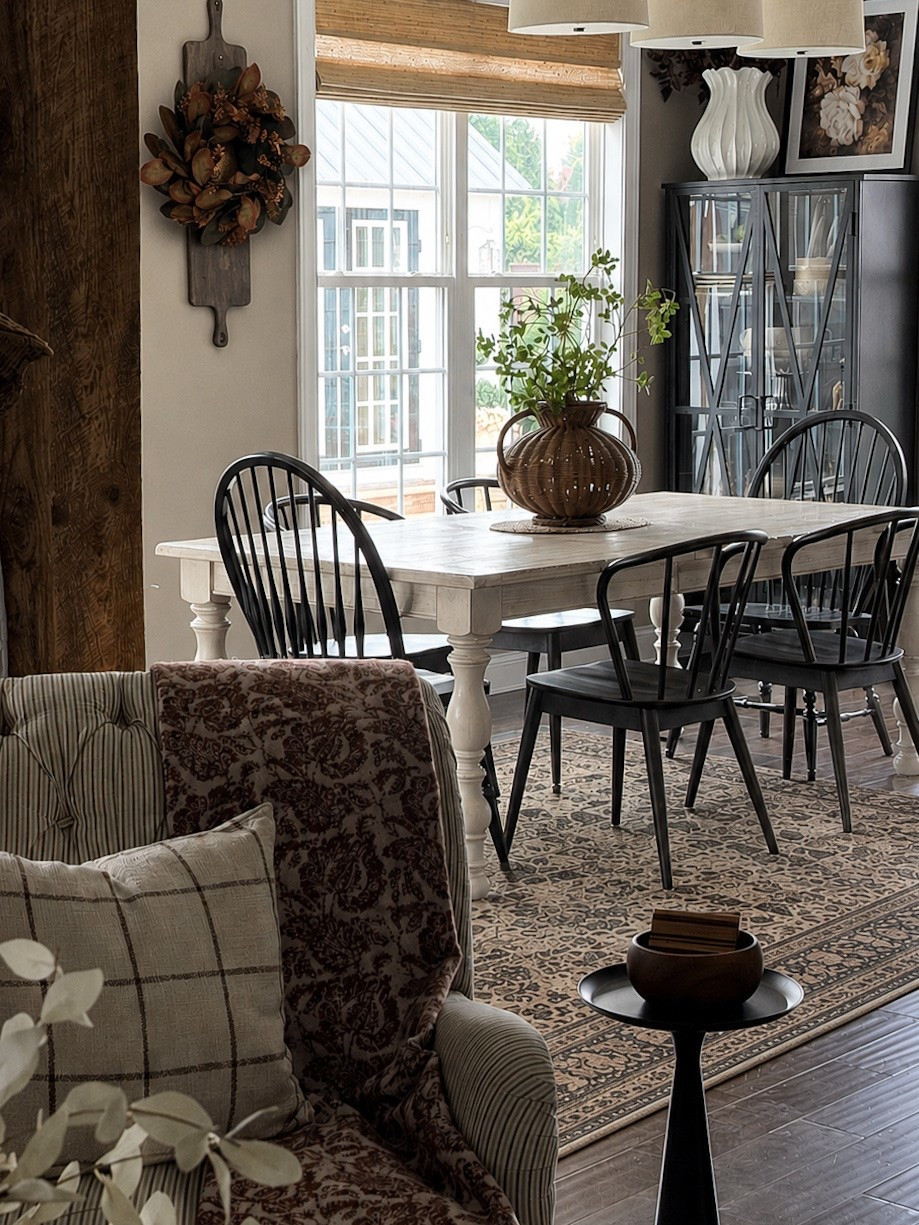 Fall Dining Room
My long cutting board is no longer available but I’ve found a few similar options.

Fall wreath, long cutting board, dining table, dining chair, woven vase, greenery stems, cream fluted vase, upholstered chair, floral burgundy throw blanket, window pane pillow, drink table

#LTKstorytime #LTKSeasonal #LTKHome