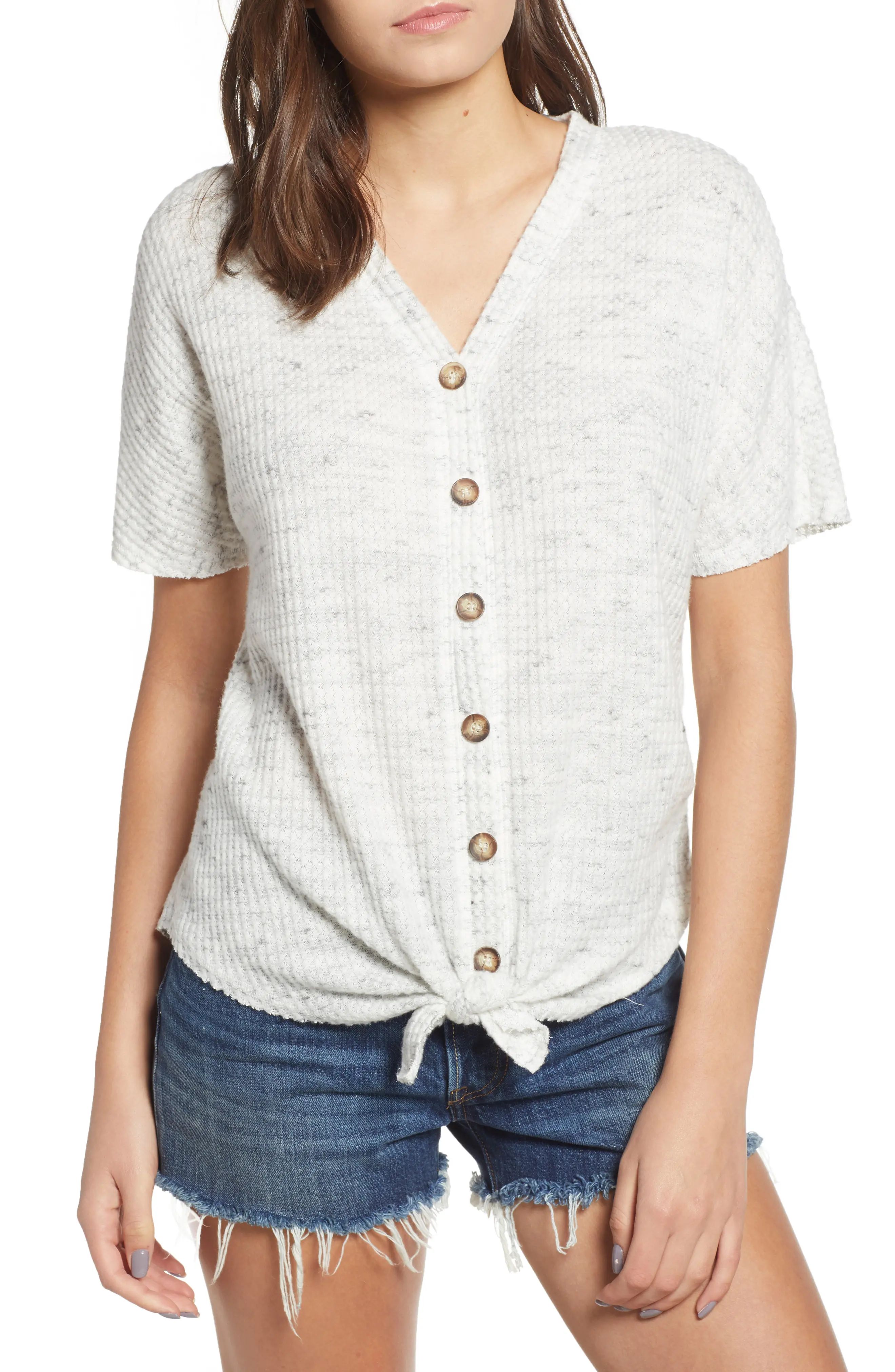 Socialite Tie Hem Thermal Tee | Nordstrom