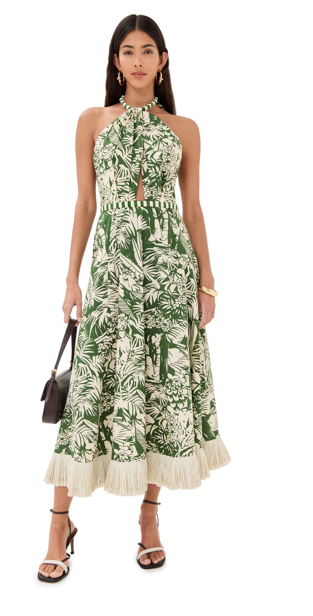 Johanna Ortiz Heritage Midi Dress SELVA TROPICAL EMERALD/ECRU 4 | Shopbop