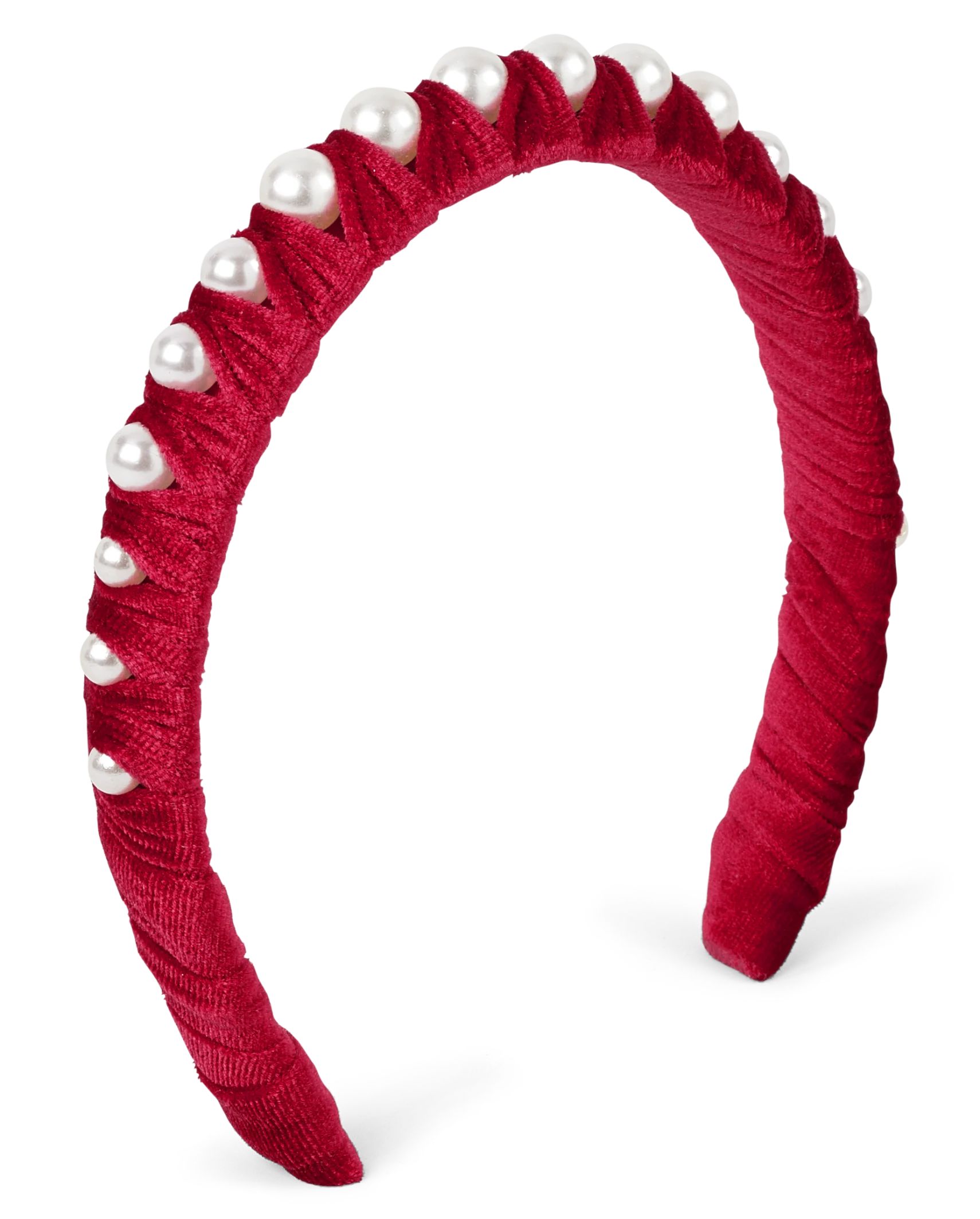 Girls Velvet Faux Pearl Headband - classicred | The Children's Place