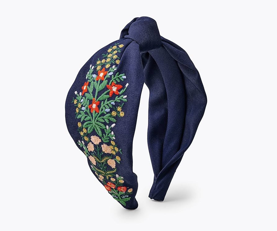 RIFLE PAPER CO. Lottie Navy Embroidered Headband With Navy Printed Fabric Over Structured Band Ma... | Amazon (US)
