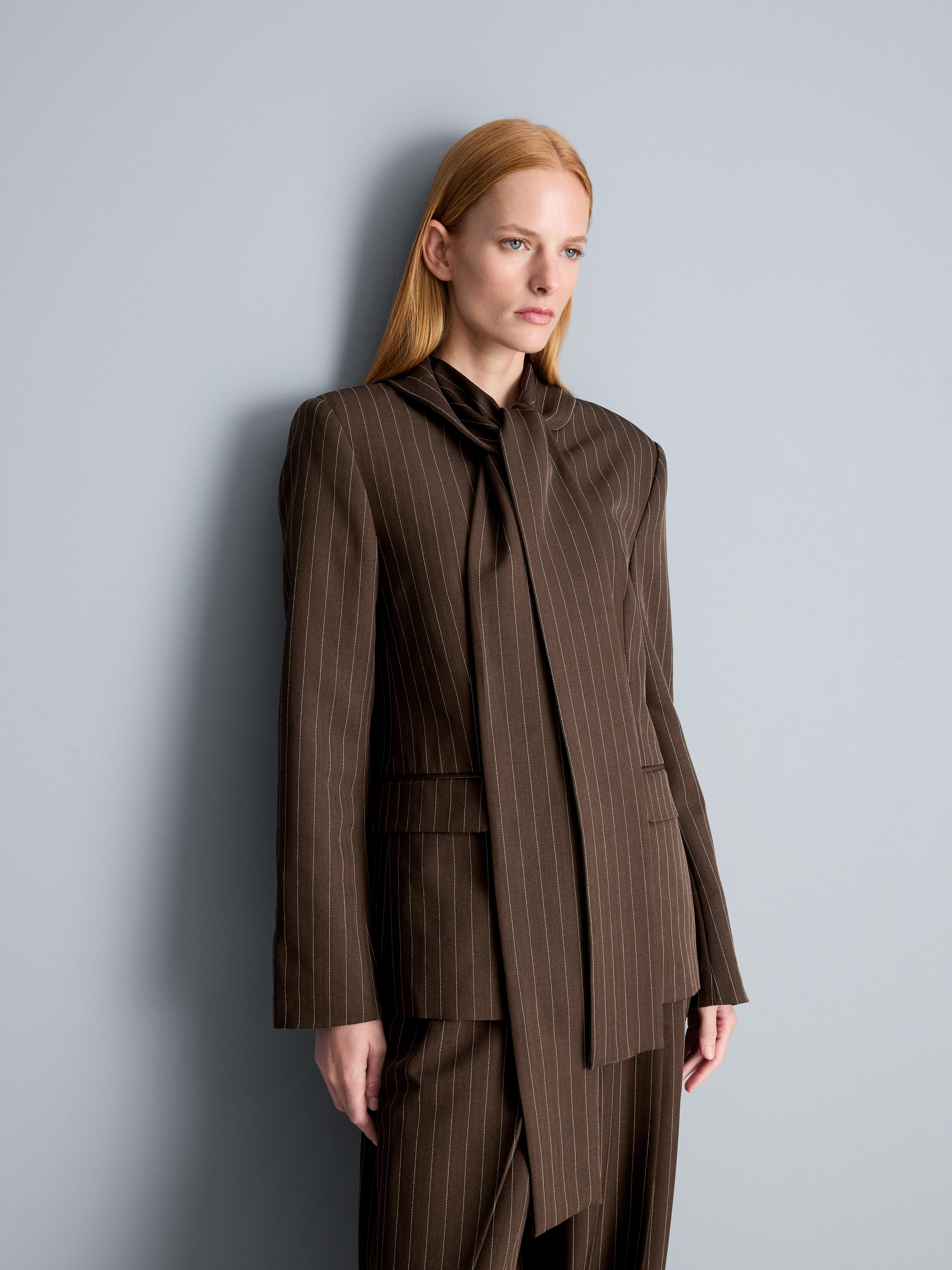 Structured Pinstripe Scarf Detail Blazer | Primark UK