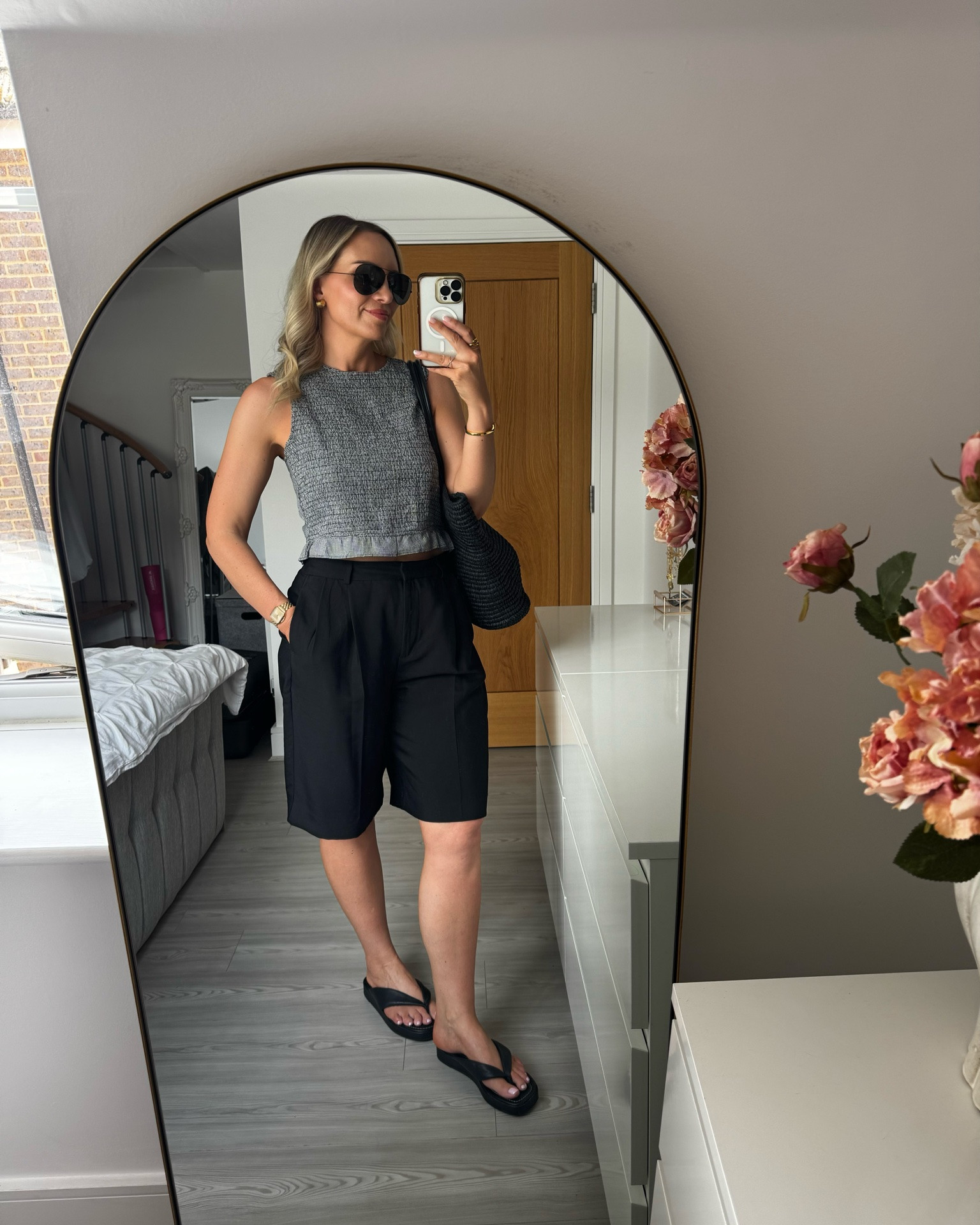 City break outfit idea 🖤🤍 day to night styling 

I wear a size 10 in the gingham top and a size 12 in the Bermuda shorts

#LTKsummer #LTKeurope #LTKstyletip