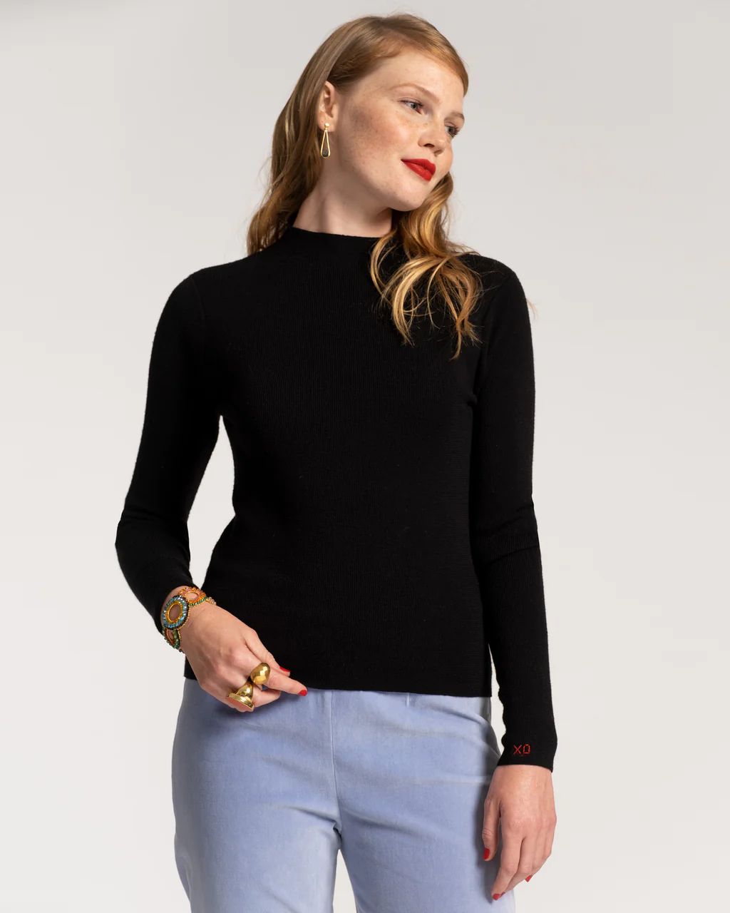Marie Long Sleeve Sweater Merino Black | Frances Valentine