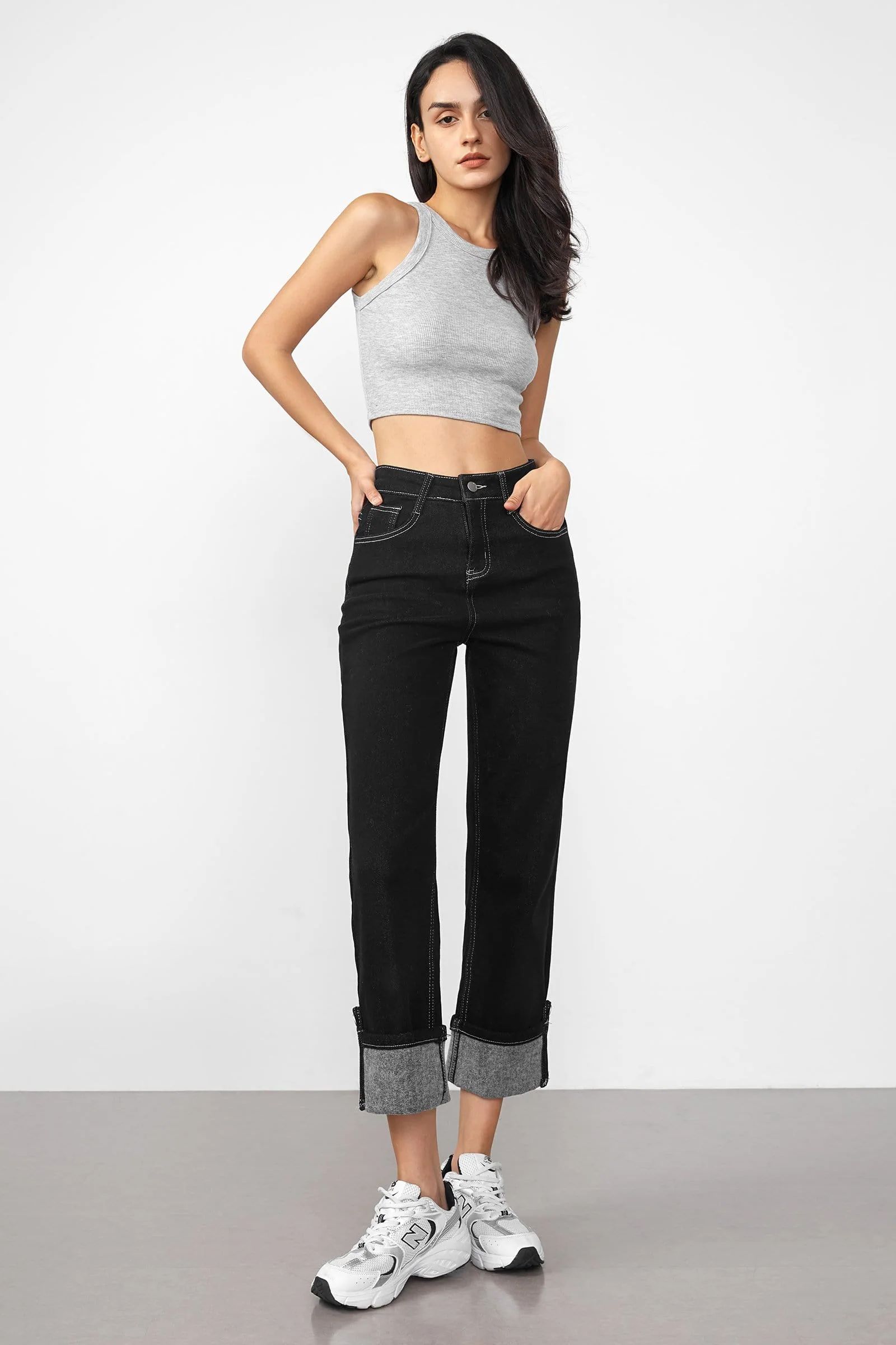 Nereida Black Straight Leg Jeans | J.ING
