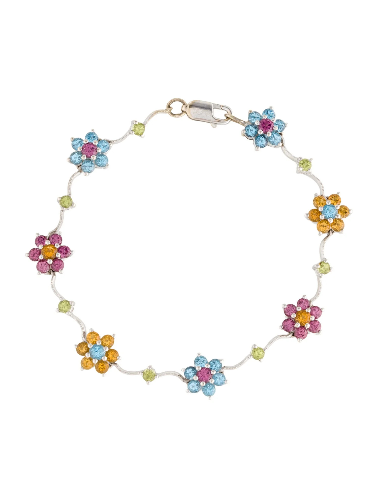 Bracelet 18K Multistone Flower Station Bracelet - Station, Bracelets - BRACE204567 | The RealReal | The RealReal