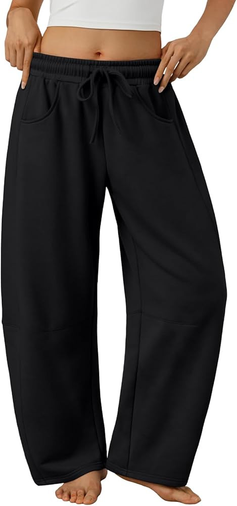 Trendy Queen Barrel Sweatpants Womens Wide Leg Pants Baggy Palazzo Lounge Comfy Flowy Pants Teen ... | Amazon (US)