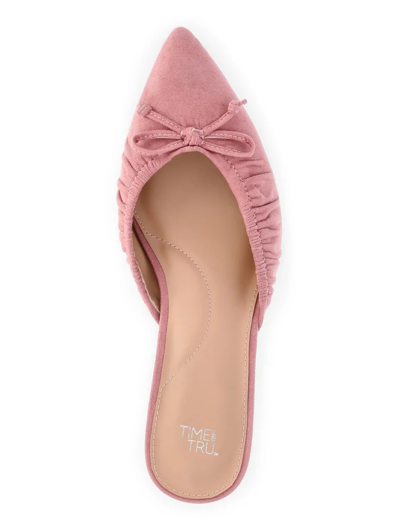 Time and Tru Women's Faux Suede Kitten Heel Mules | Walmart (US)