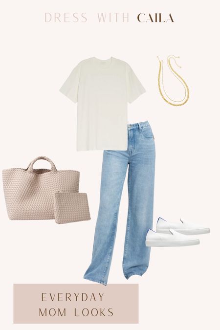 An everyday mom look! So easy to style the Skims t-shirts. Good American jeans have an amazing fit for all body types.

#LTKstyletip #LTKfit #LTKitbag