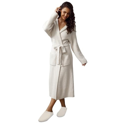 MH MYLUNE HOME Ultra Soft Robe with Pockets, Soft Spa Bathrobe Loungewear Calf-Length, Plush Robe... | Amazon (US)