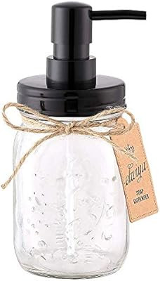 Elwiya Mason Jar Soap Dispenser - 16 Ounce Glass Mason Jar with Plastic Pump and Lid - Rust Proof... | Amazon (US)