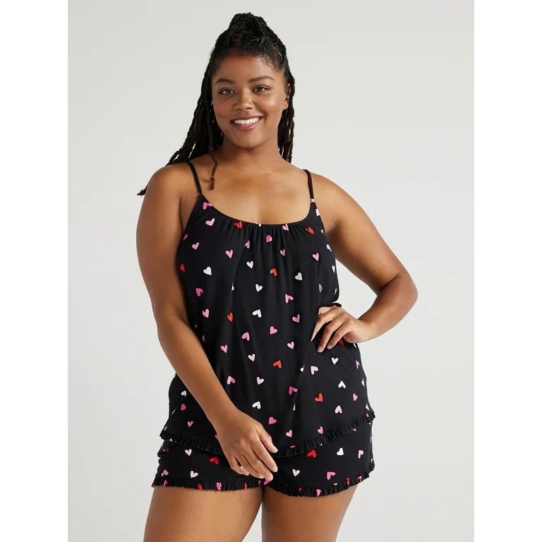 Joyspun Women’s Knit Camisole and Shorts Pajama Set, 2-Piece, Sizes S to 3X | Walmart (US)