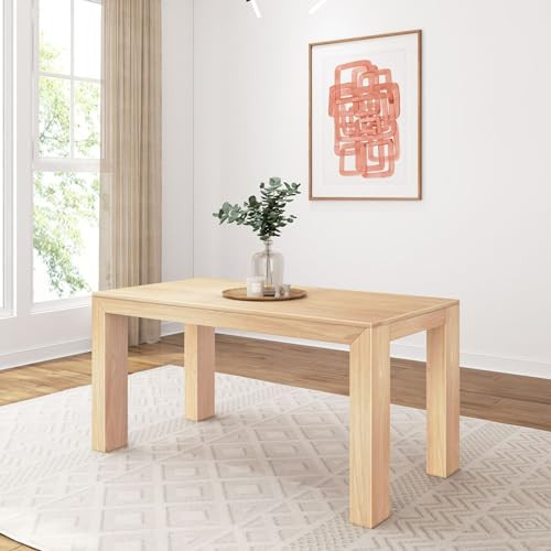 Plank+Beam 60 Inch Dining Table, Solid Wood Kitchen Table, Large Wooden Rectangular Dinner Table for Dining Room, Home Office, Living Room Furniture, Easy Assembly, Blonde Wirebrush | Amazon (US)