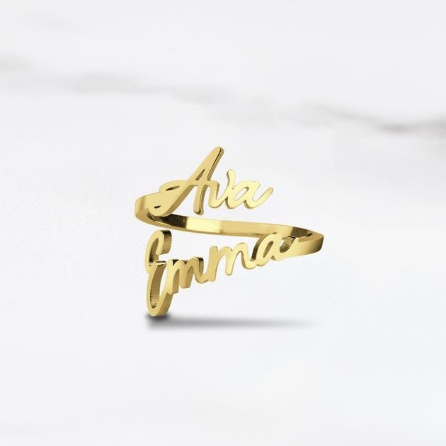 Double Name Ring • Two Name Ring • Best Friend Gift | Mint & Lily