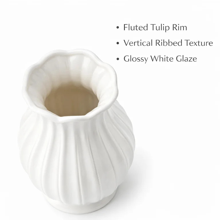 White Ceramic Vase Modern Decorative Vase Home Decor Accents for Living Room Table Centerpiece 7.... | Walmart (US)