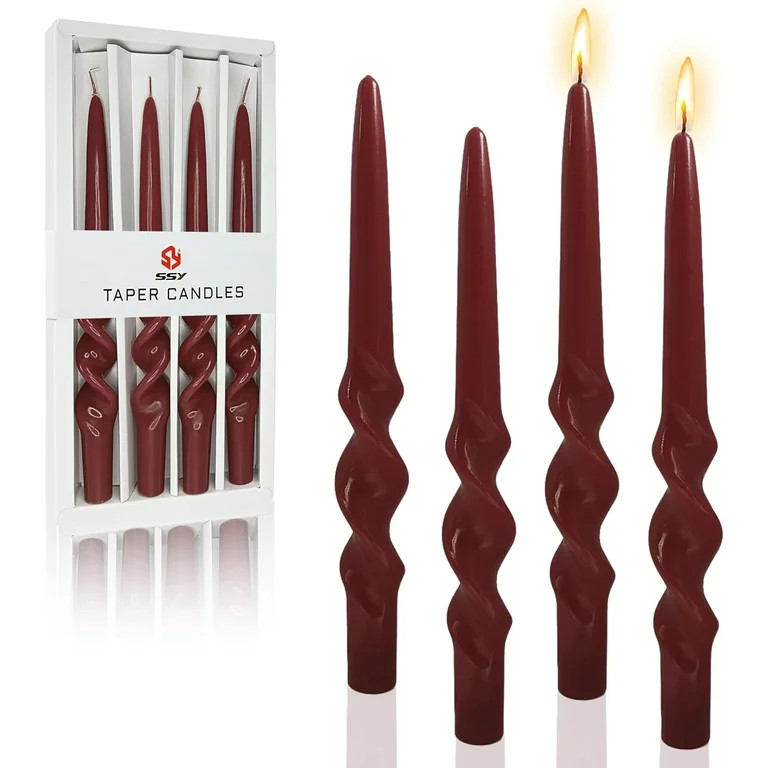 FCMSHAMD 9.3 Inch Spiral Taper Candles Set of 4 Burn Time 6 H Unscented Smokeless Candles for Chr... | Walmart (US)