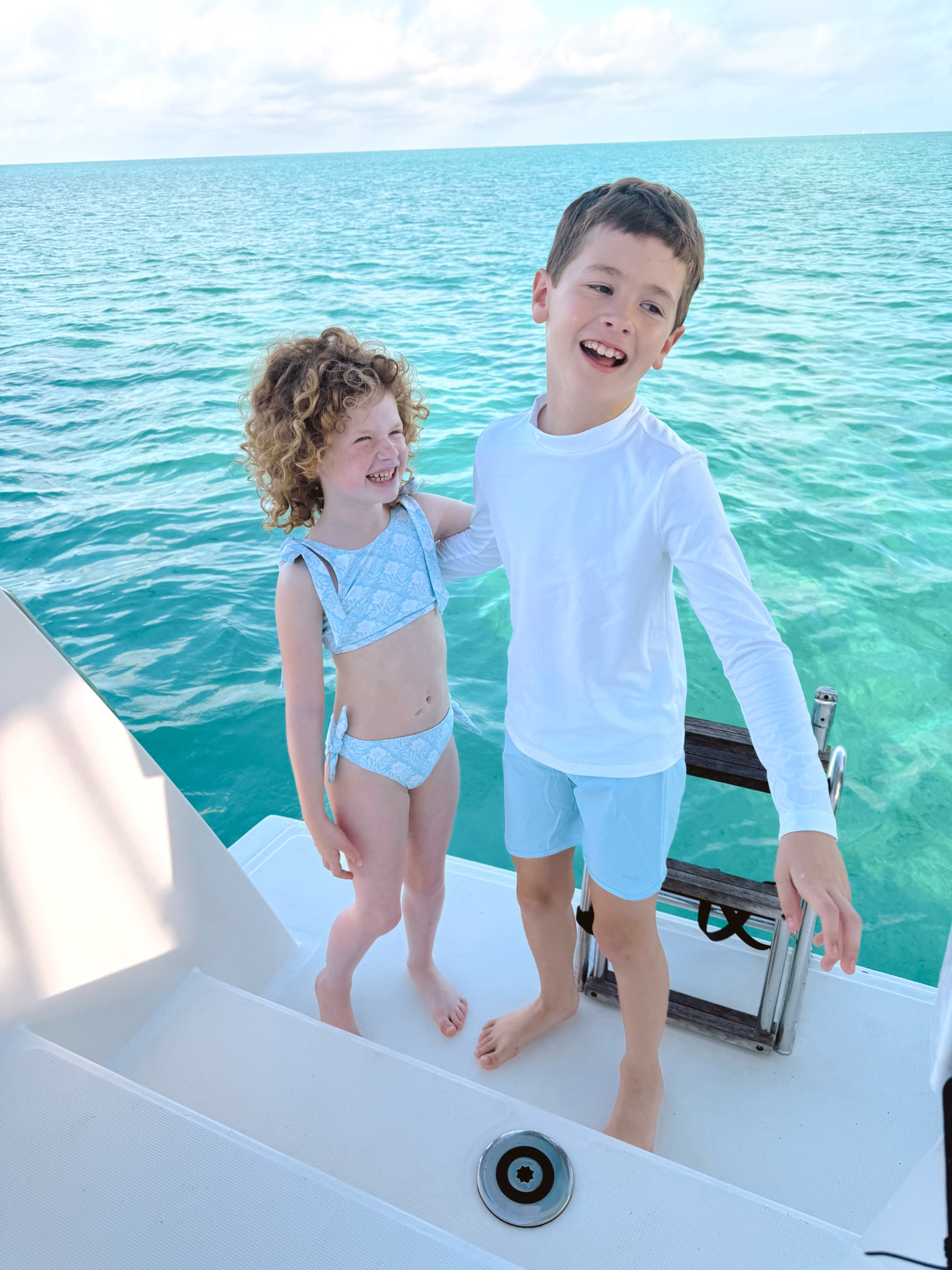 My kid’s swim look for the day! My daughter is wearing a 5/6T and my son is wearing rash guard & board short size 9/10. 
Norman’s Cay - Bahamas in Exumas 

#LTKtravel #LTKswim #LTKfamily