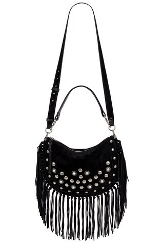 Isabel Marant Kanao Shoulder Strap Bag in Black & Silver from Revolve.com | Revolve Clothing (Global)